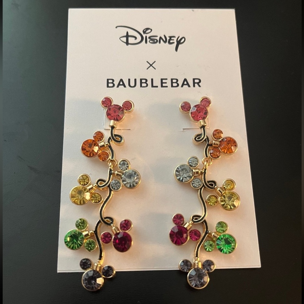 BaubleBar Multicolor Christmas Lights Mickey Mouse Earrings